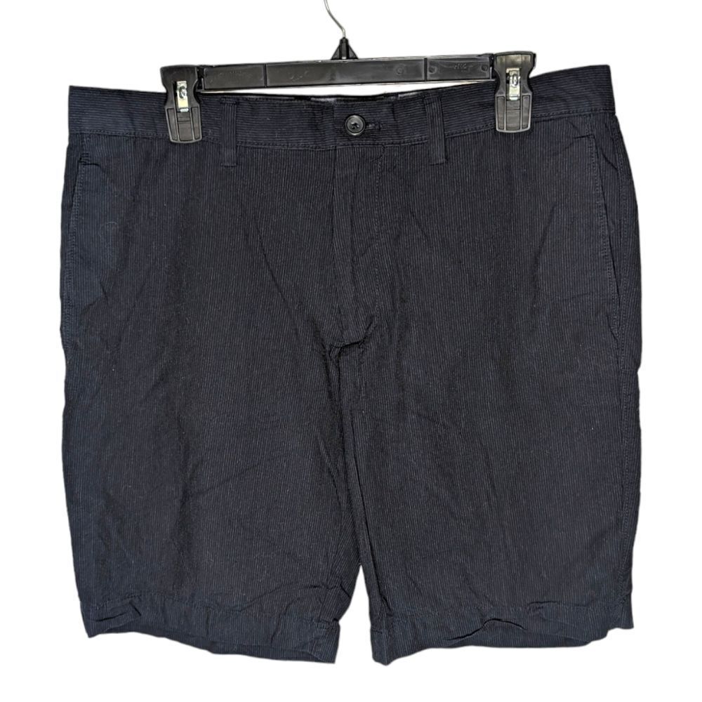 Banana Republic Men's Chino Shorts Striped Size 33 Cotton Dark Blue Flat Front